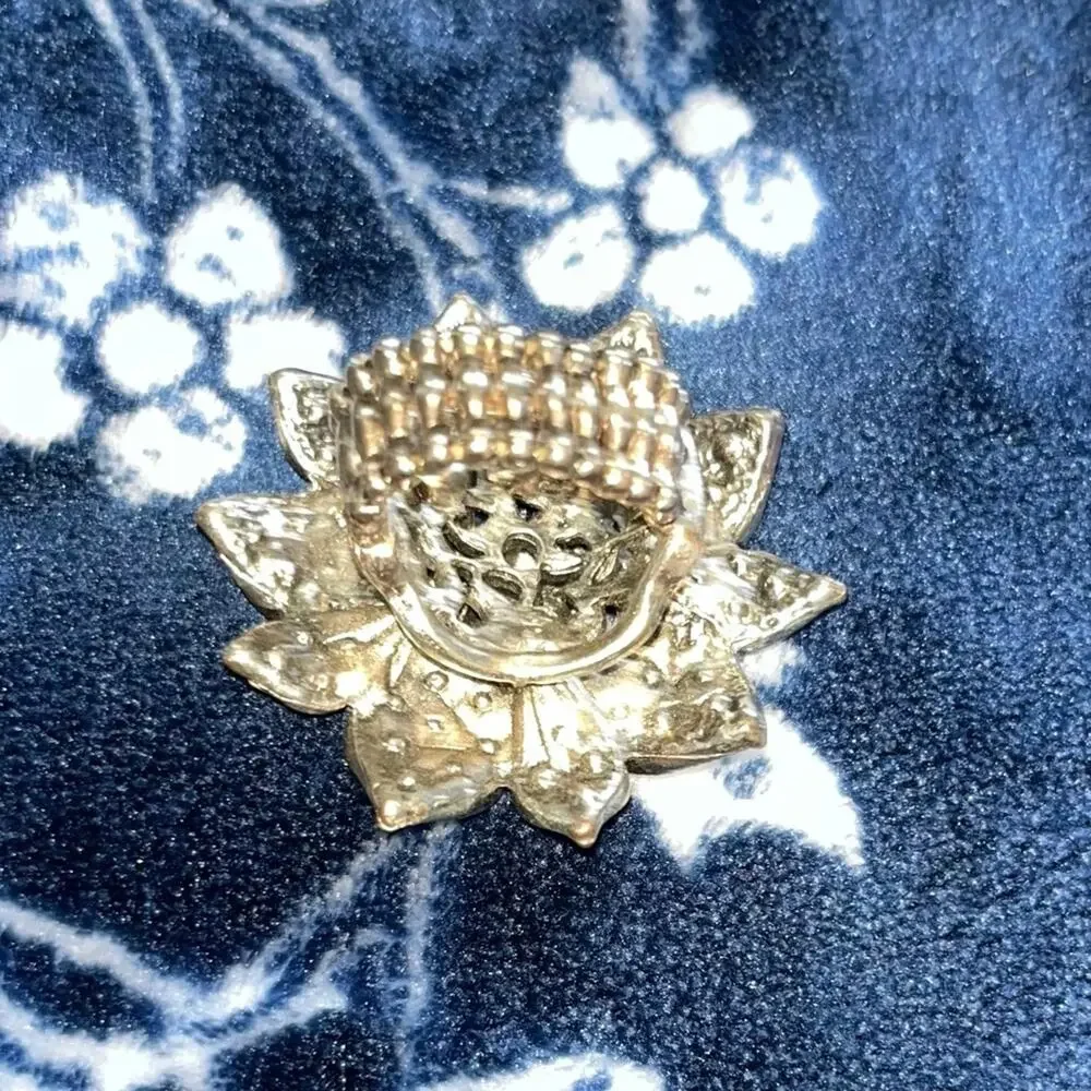 Vintage Sparkly Brooch Flower Design Ring